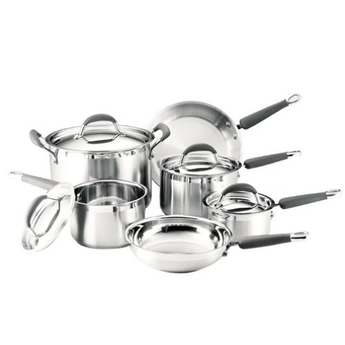 KitchenAid Gourmet Essentials 10-Piece Brushed Stainless-Steel Cookware Set